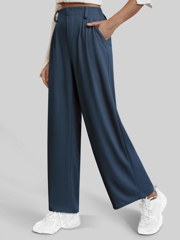 Pocket Wide Leg Comfy Pants for Women, Casual Solid High Waist Trousers,  Pants for Women, Clothes Women, Summer Pants for Women, Preppy 80s Clothes