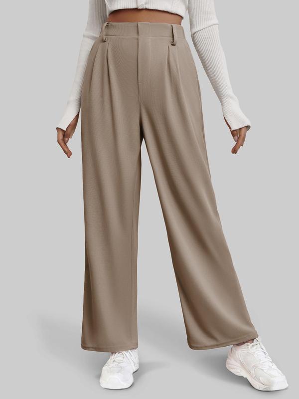 Pocket Wide Leg Comfy Pants for Women, Casual Solid High Waist Trousers,  Pants for Women, Clothes Women, Summer Pants for Women, Preppy 80s Clothes