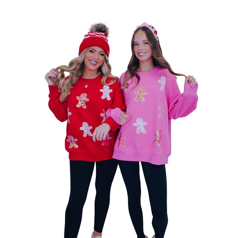 Spicy & Sparkly Gingerbread Man Sequin Sweatshirt - 2 Colors