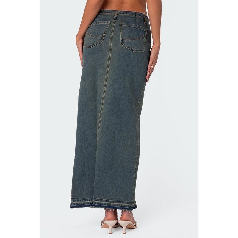 Lexy Washed Denim Maxi Skirt