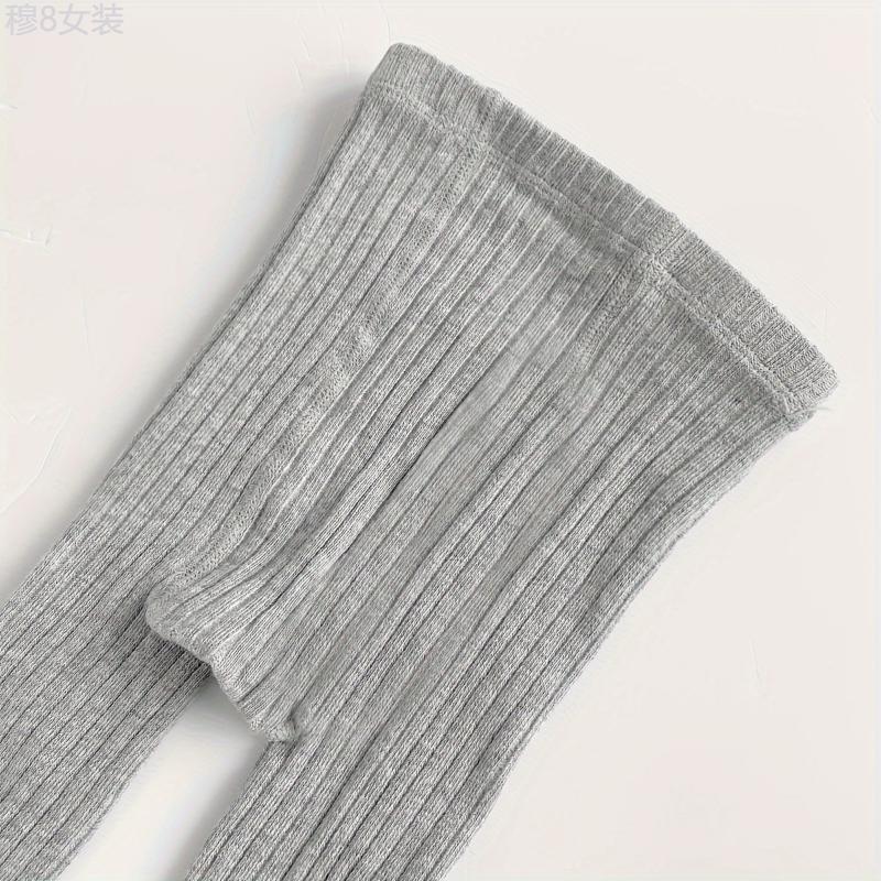 5 Pairs Girl's Knitted Solid Color Pantyhose, Cotton Blend Comfy Breathable Soft Slim-fit Socks For Outdoor Wearing