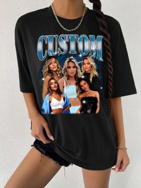 Custom Photo Bootleg Shirt With Face Girlfriend Vintage Rap Tee, Custom Bootleg Rap Tee, Custom Photo Custom Photo Shirt, CUSTOM Bootleg, HL143