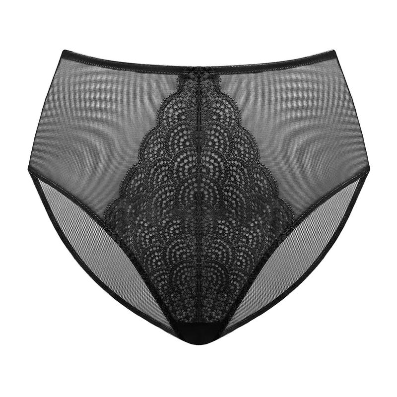 Live Exclusive Mermaid Scales Soft Mesh Lace Sheer Back High-Rise High Waisted Brief Matching Panty