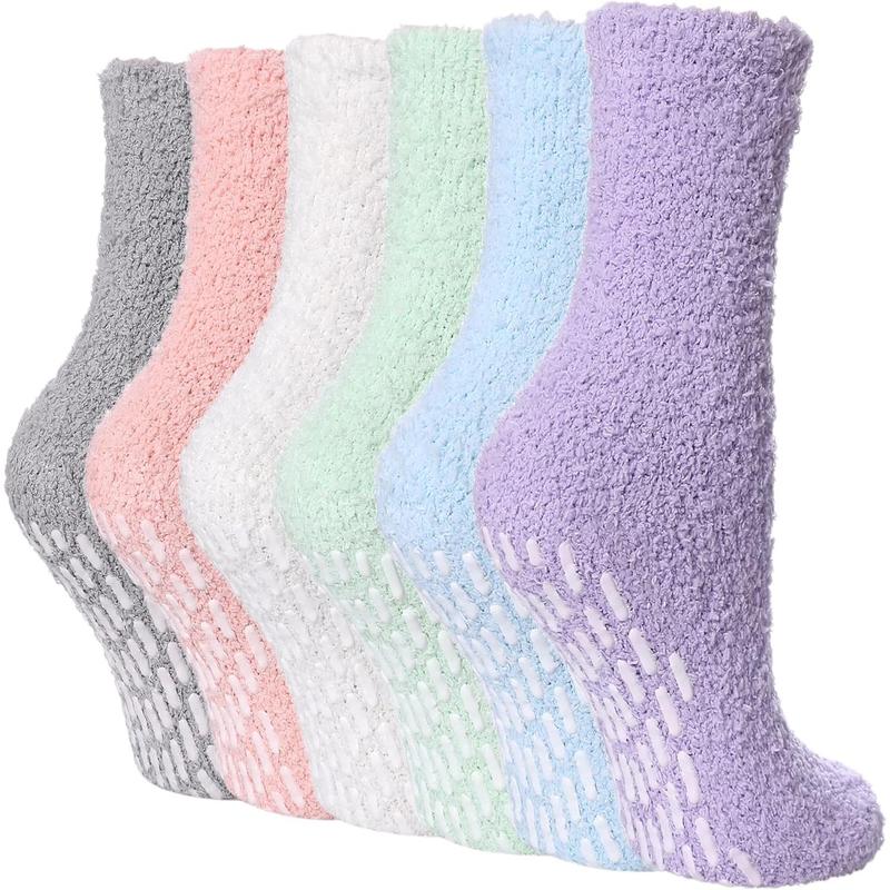 Non Slip Socks for Women Winter Warm Cozy Fuzzy Slipper Socks Soft Fluffy  Socks with Grips