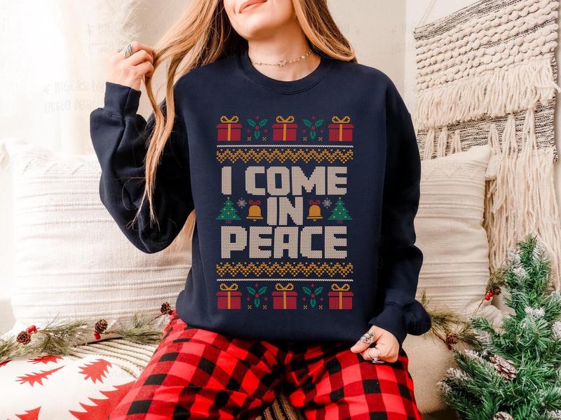 Matching Couples Ugly Christmas Sweater, Ugly Adult Humor Holiday Sweater, I Come In Peace Ugly Christmas Sweater, Ugly Christmas Party V2