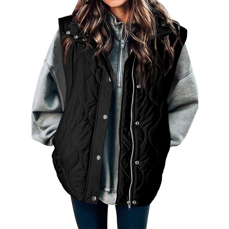 Women's Lightweight Quilted Standing Collar Sleeveless Jacket Autumn and Winter New Zipper Warm Vest Cotton Jacket Coat  Autumn Button Zipper Warm Jacket Outerwear