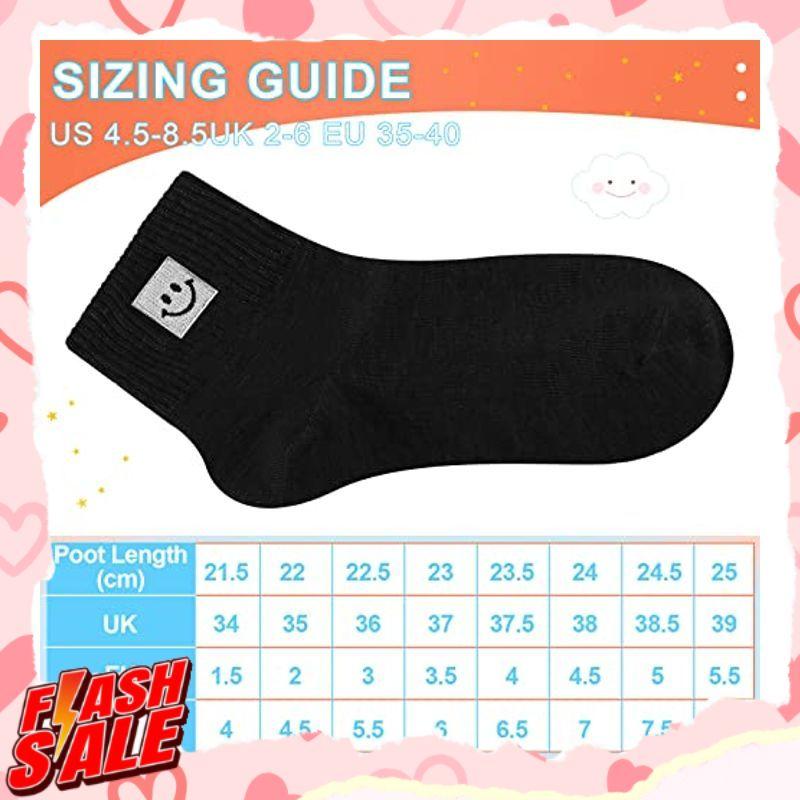 Jiuguva 6 Pairs Smile Face Socks Women Socks Cute Ankle Length Cotton Novelty Socks