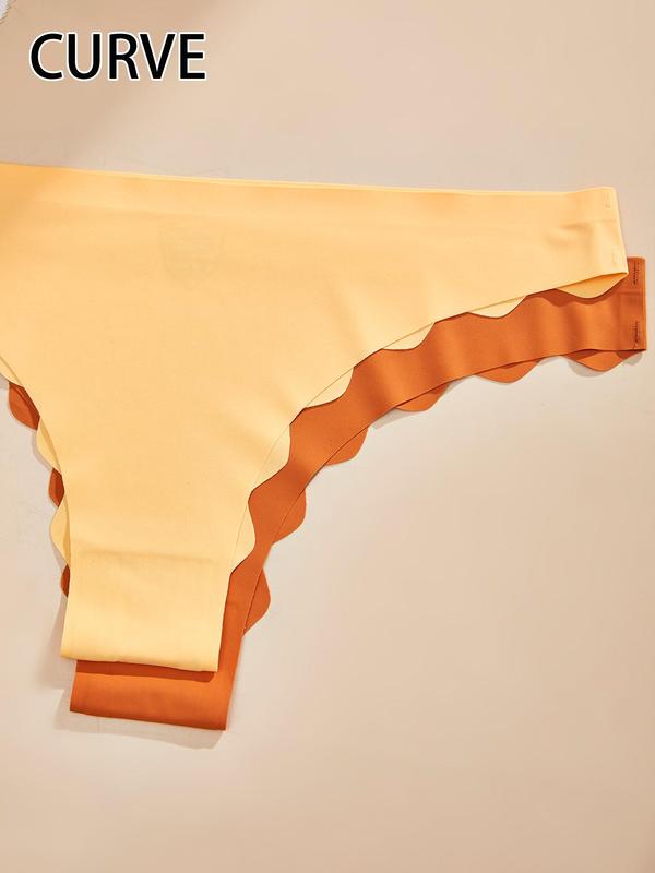  Solid Color Ice Silk Thong, Soft Comfy Breathable Seamless Panty for Daily Wear, Women's Underwear for All Seasons