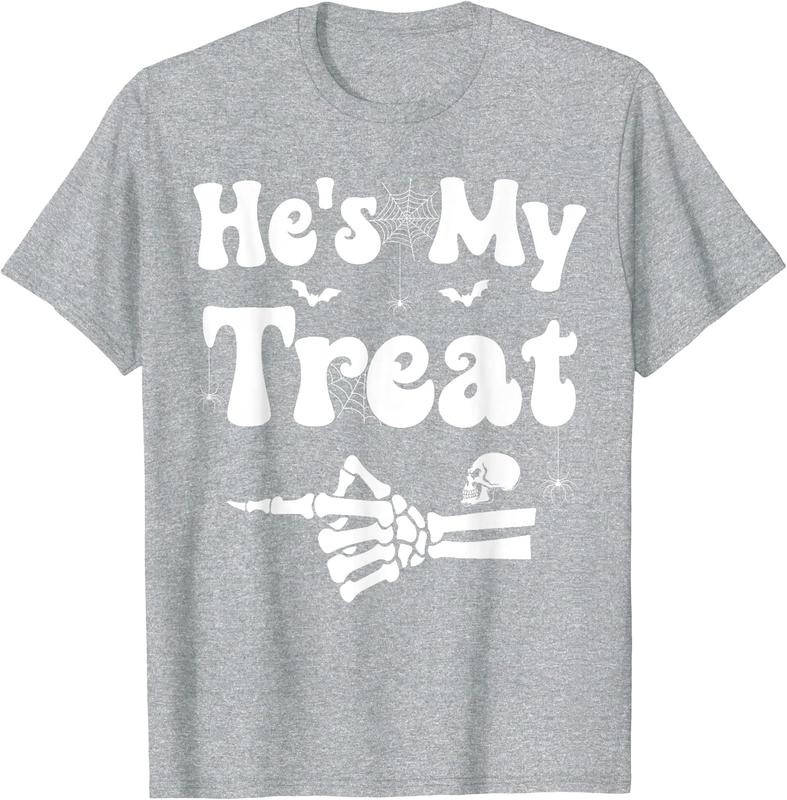 He's My Treat Skeleton Couples Matching Couple Halloween T-Shirt, Couples Matching Shirt, Funny Gift Tee