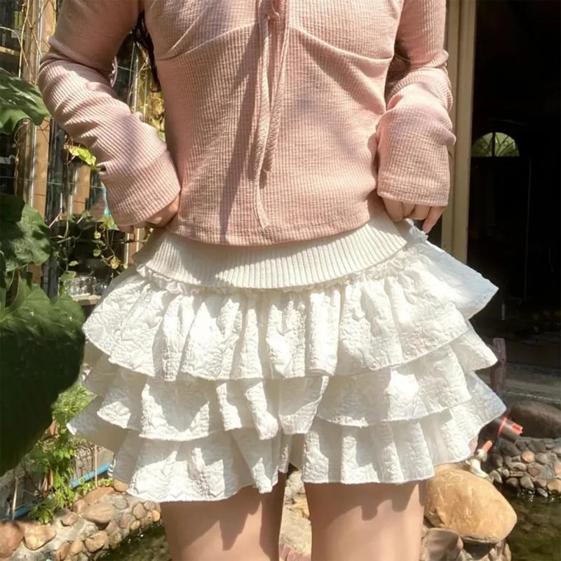 Women's Fashion Bloomers Shorts Solid Color 3D Wrinkled Layered Ruffle Elastic Waist Short Pants Summer Casual Shorts