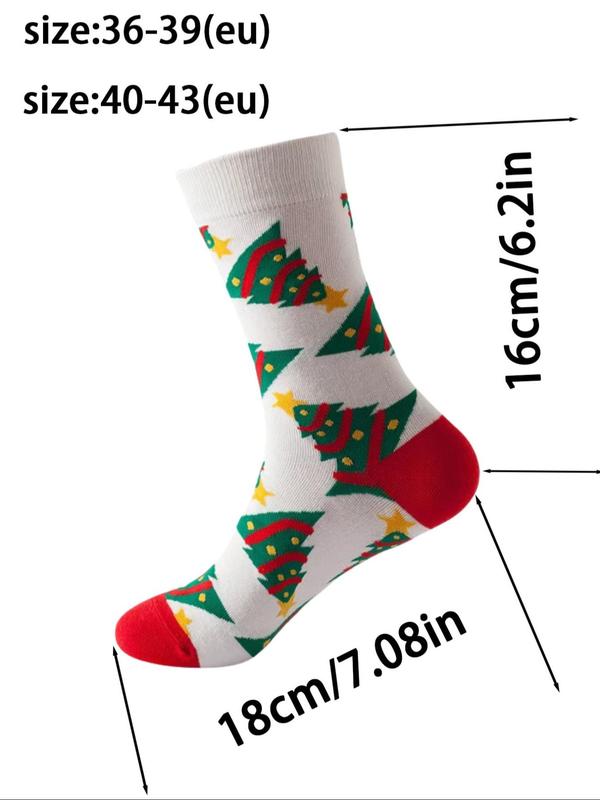 Women's Christmas Themed Crew Socks, Soft Comfy Breathable Socks for Daily Wear, Women's Socks for All Seasons