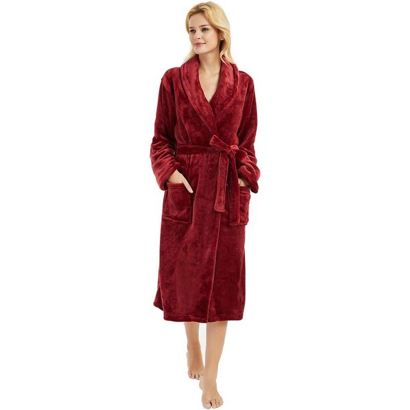 HEARTNICE Womens Fleece Robes, Soft Plush Long Bathrobe, Thick Kimono Robes for Womens, Warm House Coat