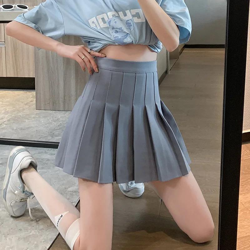 White Women Pleated Skirts Summer High Waist Zipper Girls Dancing JK Mini Skirts Black Fashion Student A Line Faldas 2024 skirts tight outfits Womenswear Bottom Comfort Basic Comfort Basic Minimalist