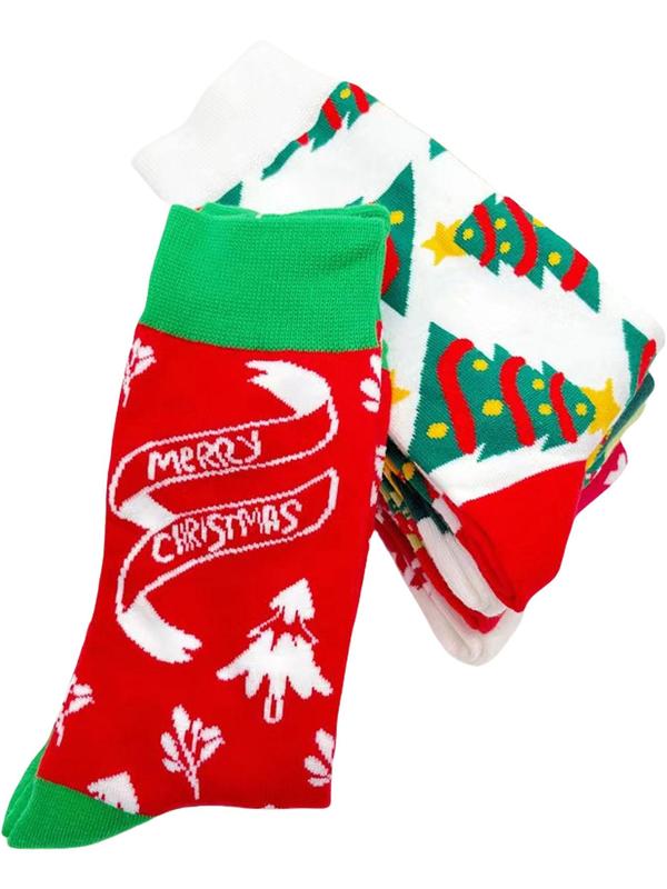 Women's Christmas Themed Crew Socks, Soft Comfy Breathable Socks for Daily Wear, Women's Socks for All Seasons