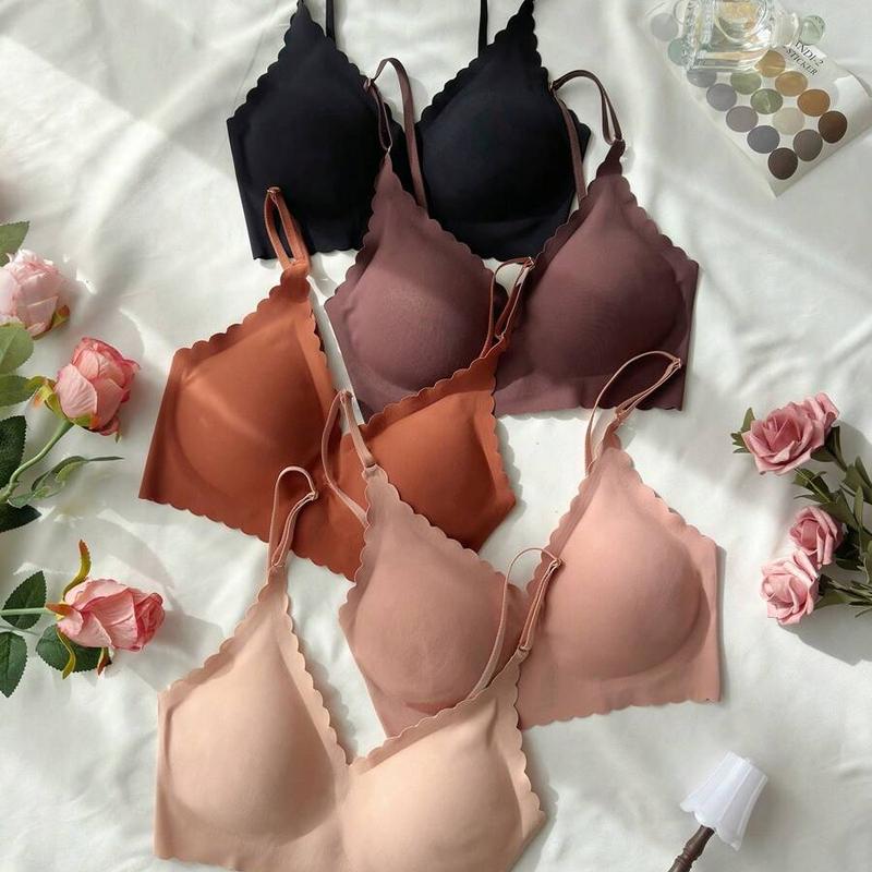 5pcs Set Women's Seamless Sticky Bra Lingerie for Everyday Wear - Womenswear