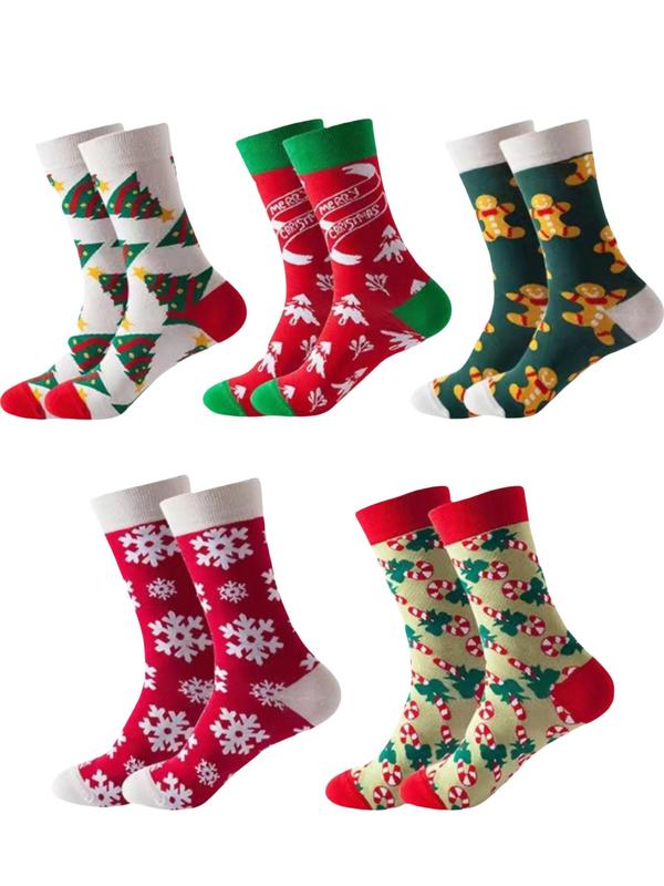 Women's Christmas Themed Crew Socks, Soft Comfy Breathable Socks for Daily Wear, Women's Socks for All Seasons