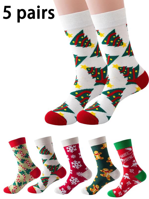 Women's Christmas Themed Crew Socks, Soft Comfy Breathable Socks for Daily Wear, Women's Socks for All Seasons