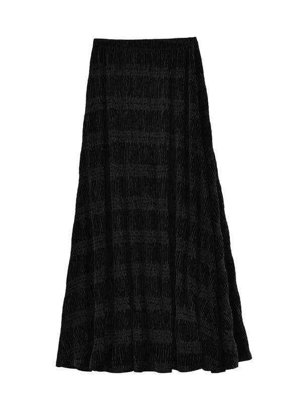 Women's Textured High Waist A Line Velvet Skirt, Street Fashion Long Skirt For Daily Wear, Ladies Bottoms For All Seasons