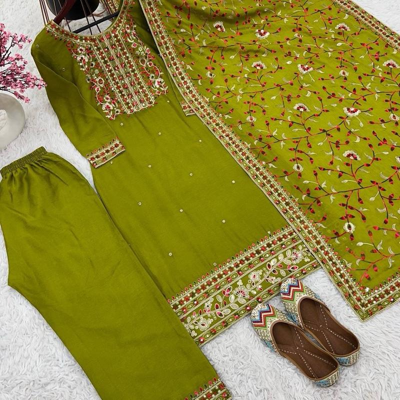 Chinnon Fabric 3 Piece Kurta Set for Women - Perfect for Any Occasion - Womenswear, Bottom