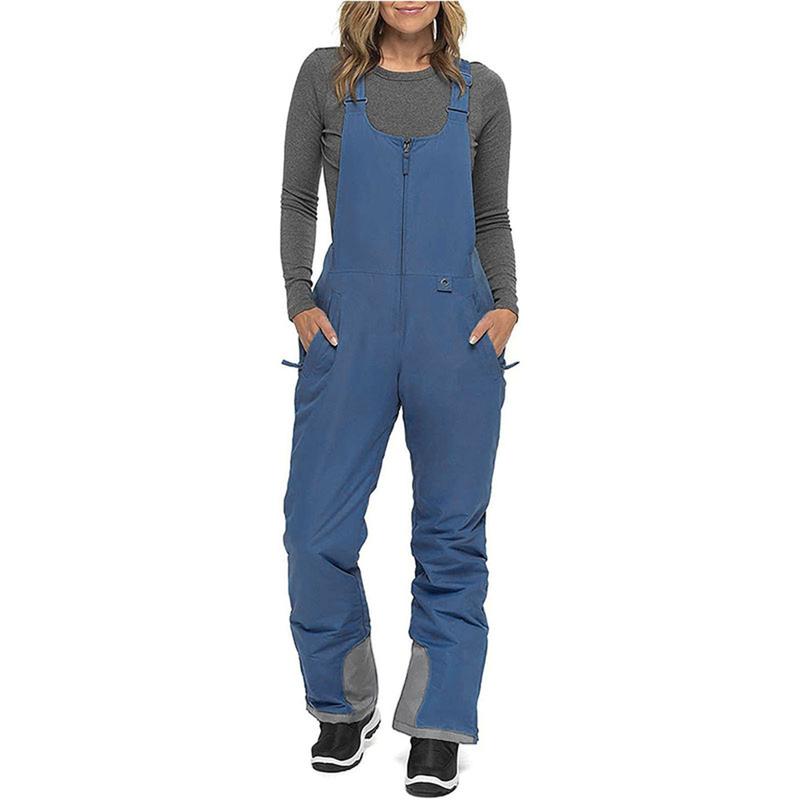 Women's Sleeveless Ski Overalls, Adjustable Shoulder Strap Jumpsuit, Side Pocket Long  Clothes Womenswear Casual