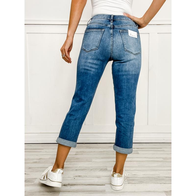 SPECIAL A Mid Rise Tummy Control Slim Boyfriend Jeans