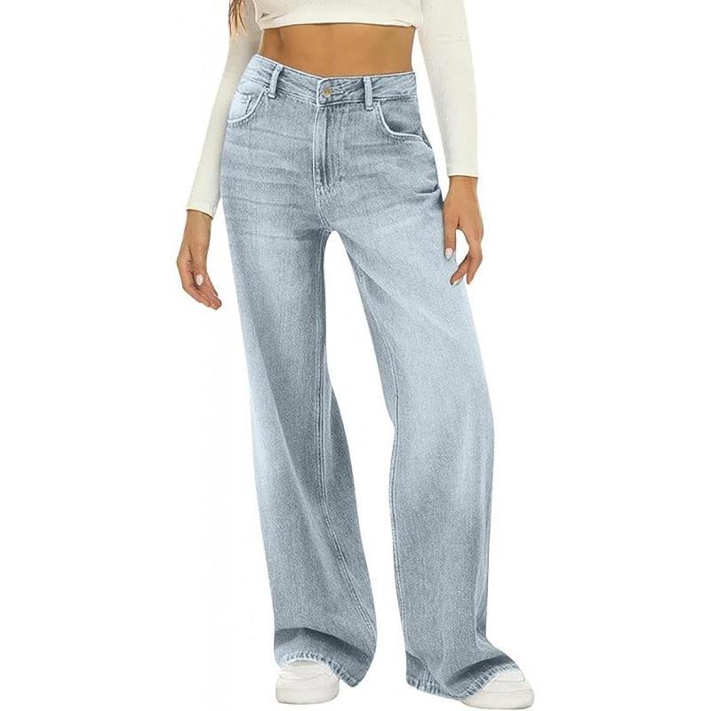 Women Sweatpants Jeans Boyfriend High Waited Baggy Wide Leg Jeans Y2K Streetwear Loose Fit Denim Pants with Pocket