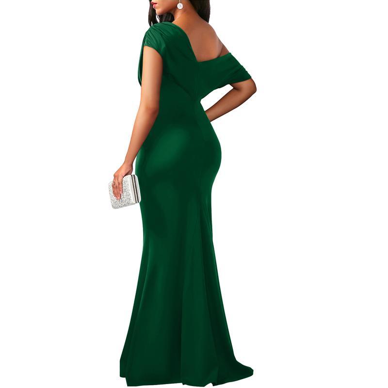 Black Friday Sales - Women's Elegant Sleeveless Off Shoulder Bodycon Long Formal Party Evening Dress Fabric Polyester