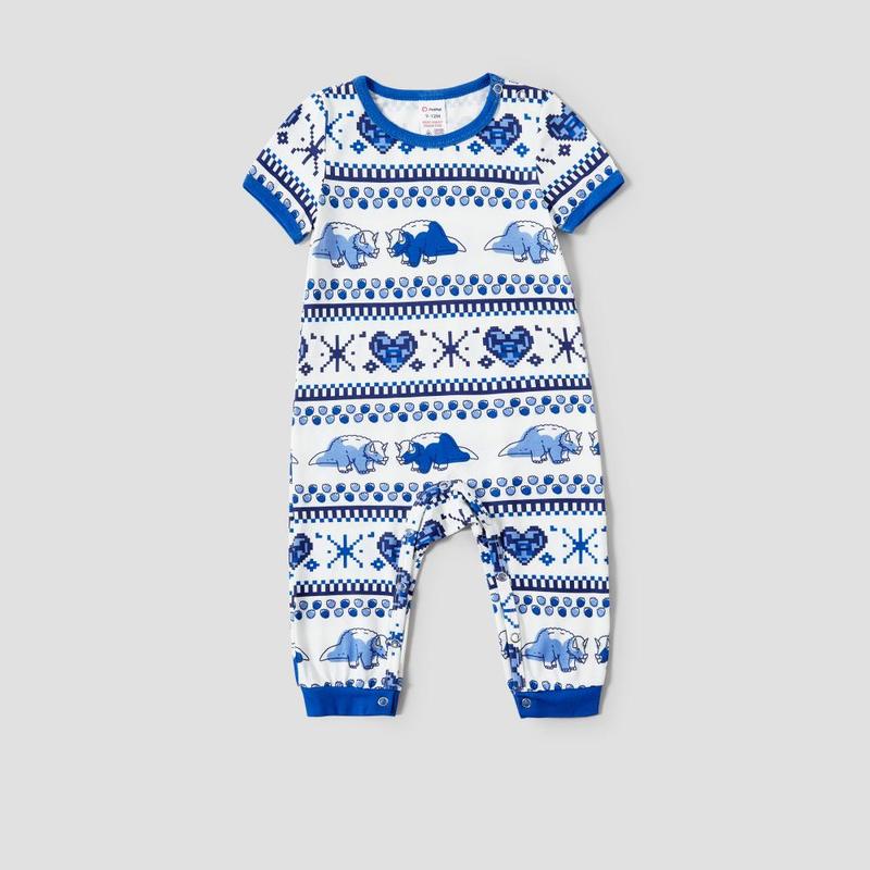 PatPat Family Matching Dinosaur Fair Isle Printed Pockets Drawstring Pajamas Sets