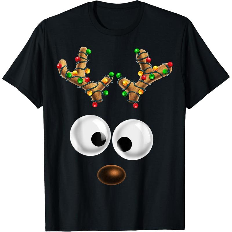 Matching Family Christmas Reindeer Face Christmas Gift Kids T-Shirt