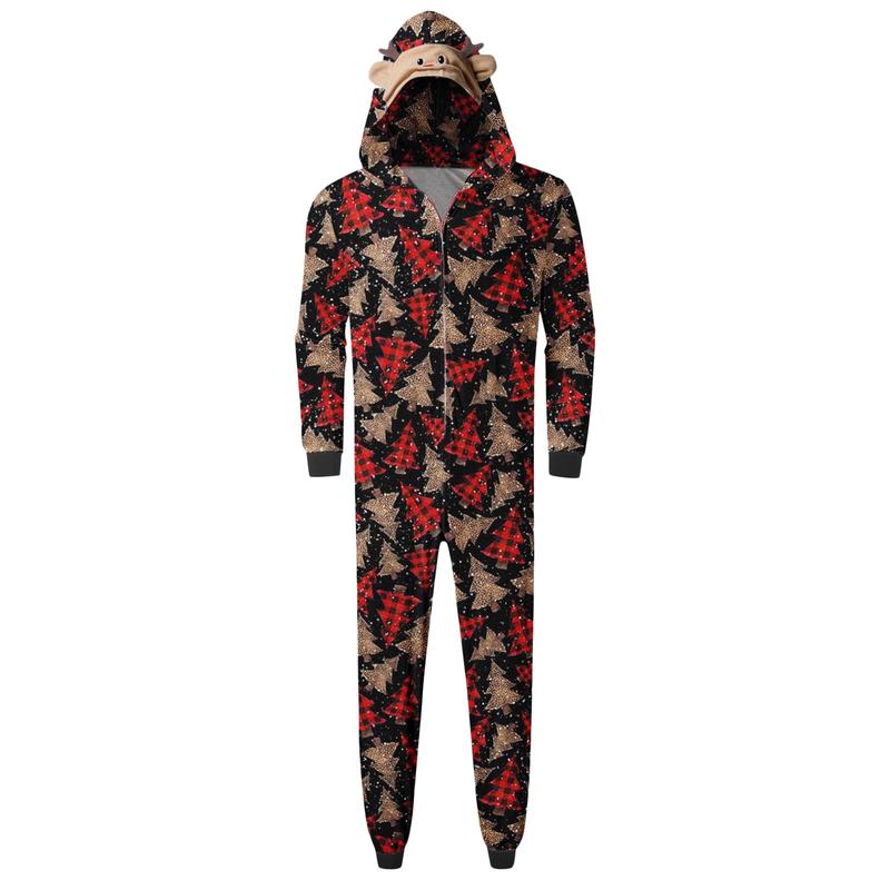 2024 New Family Matching Christmas Jumpsuits Pajamas Sets Xmas Pj's Clothes Letter Santa Tree Print Hooded Long Sleeve Playsuits Autumn Zipper Long Rompers Bodysuit