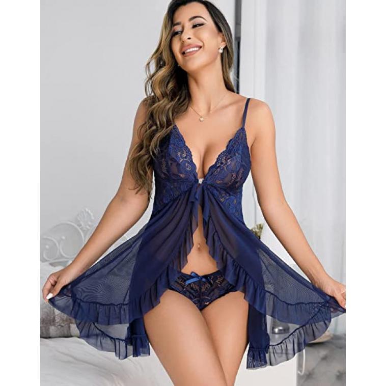 Sexy Lingerie Female Tulle Fabric Sling Pajamas - Womenswear, Clothing