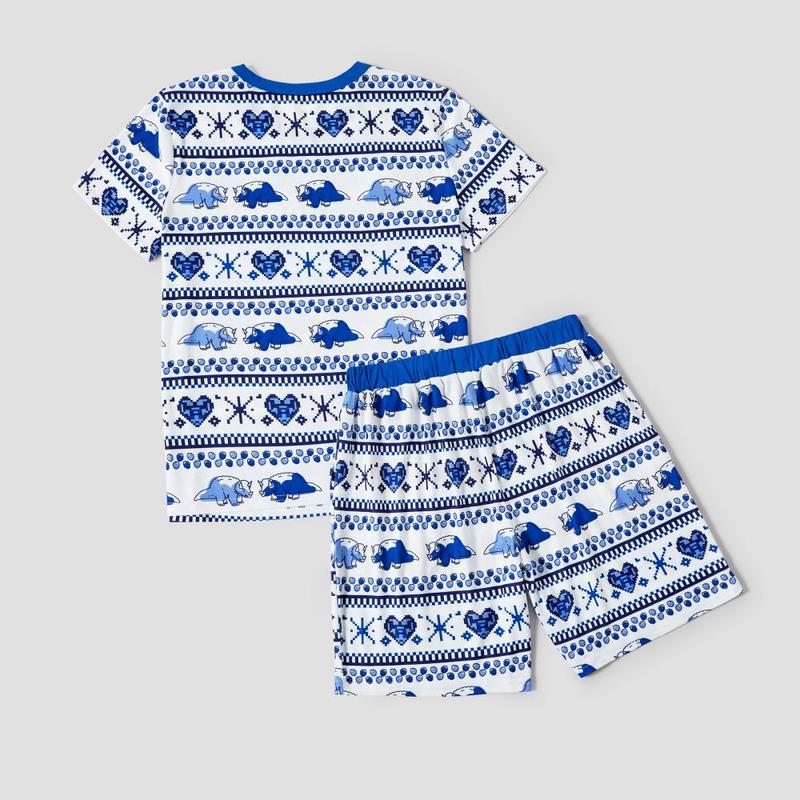 PatPat Family Matching Dinosaur Fair Isle Printed Pockets Drawstring Pajamas Sets