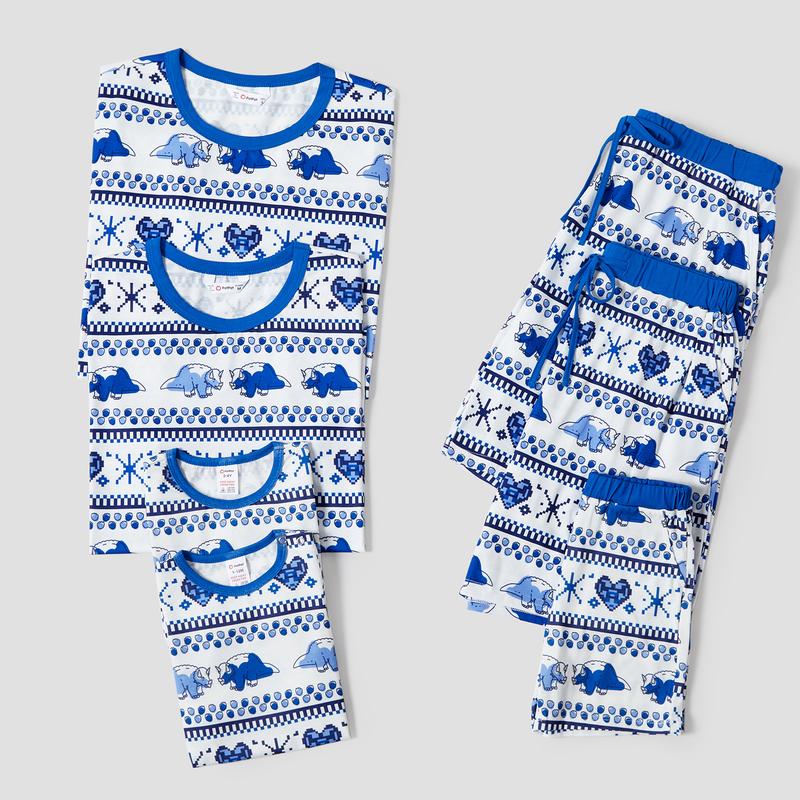 PatPat Family Matching Dinosaur Fair Isle Printed Pockets Drawstring Pajamas Sets