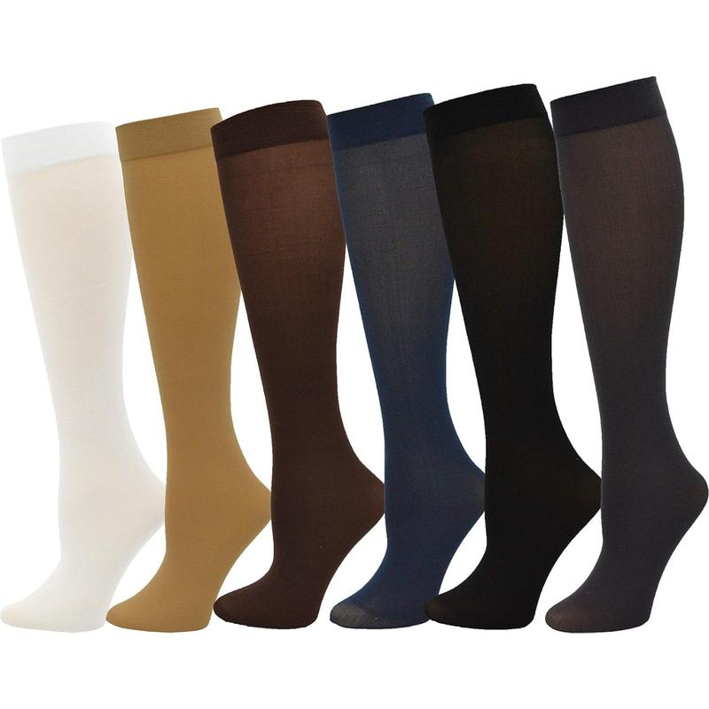 Queen Size Trouser Socks for Women, 6 Pairs Plus Stretchy Opaque Knee High Bulk Dress Sock