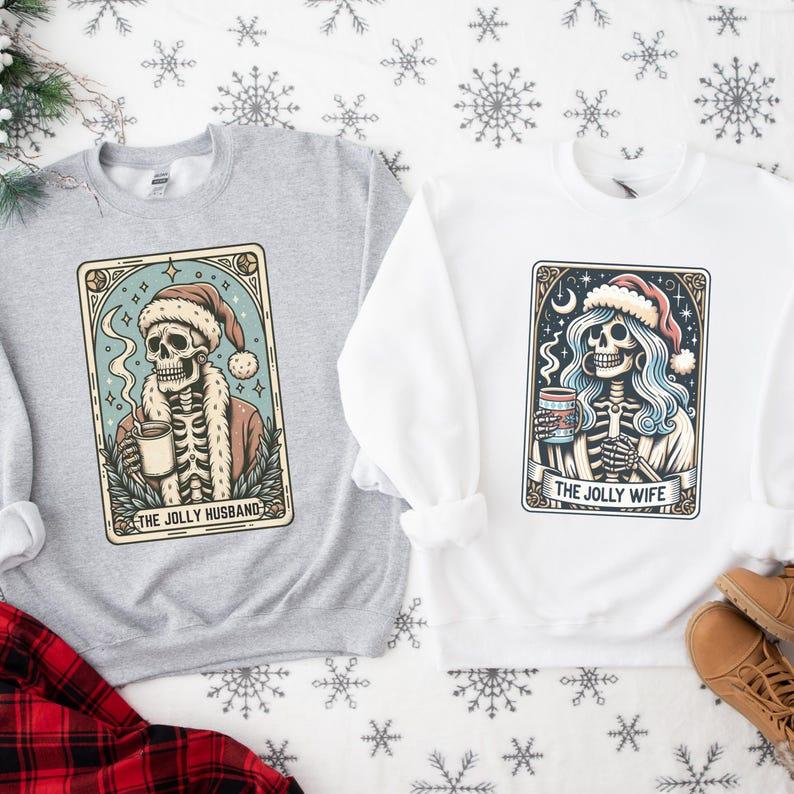 Couples Christmas Sweatshirt, Christmas Couple Sweatshirt, Funny Tarot Card Husband Wife Christmas , Ugly Xmas Sweater, Christmas Matching