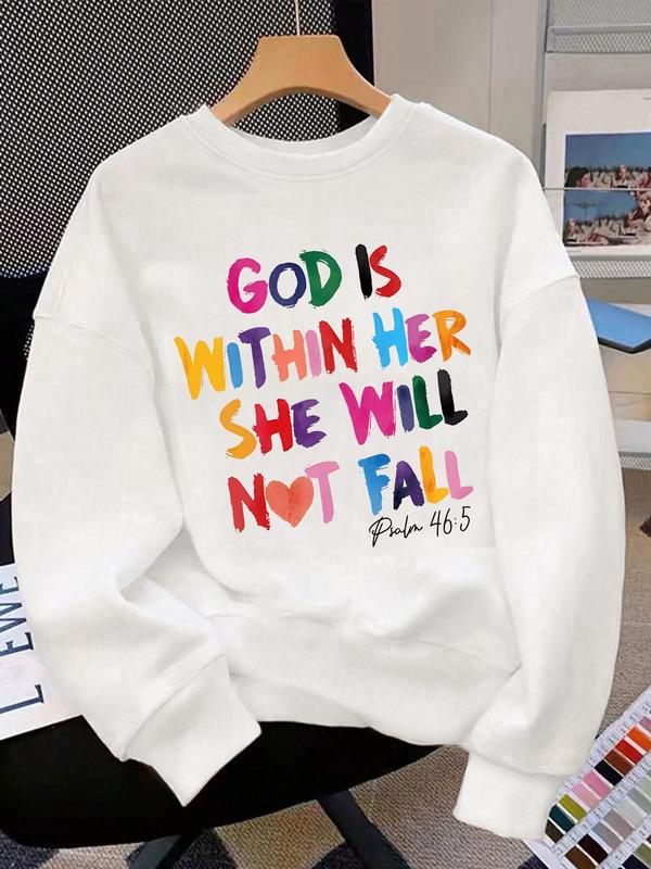 Women's Letter Print Crew Neck Sweatshirt, Casual Long Sleeve Pullover for Fall & Winter, Women's Clothes for Daily Wear