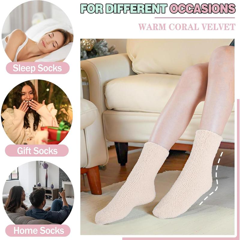 Fuzzy Socks Warm Fluffy Winter Cozy Thick Plush Slipper Sleep Comfy Crew Socks for Women & Men 5 Pairs