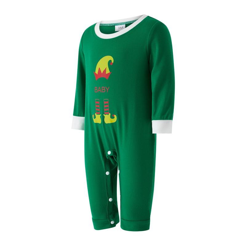 Matching Family Christmas Pajamas Set, Green Xmas Sleepwear Outfit for Couples Children Baby