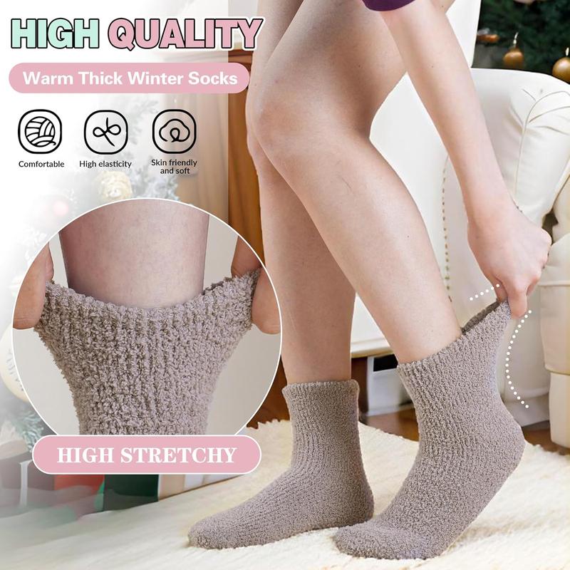 Fuzzy Socks Warm Fluffy Winter Cozy Thick Plush Slipper Sleep Comfy Crew Socks for Women & Men 5 Pairs