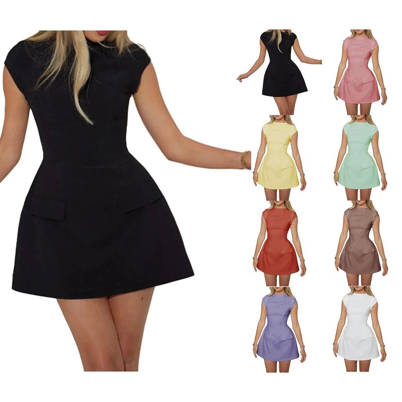 Women Elegant Mini Dress Sleeveless Backless Solid Corset Top A-line Short Dress Graduation Party Dress