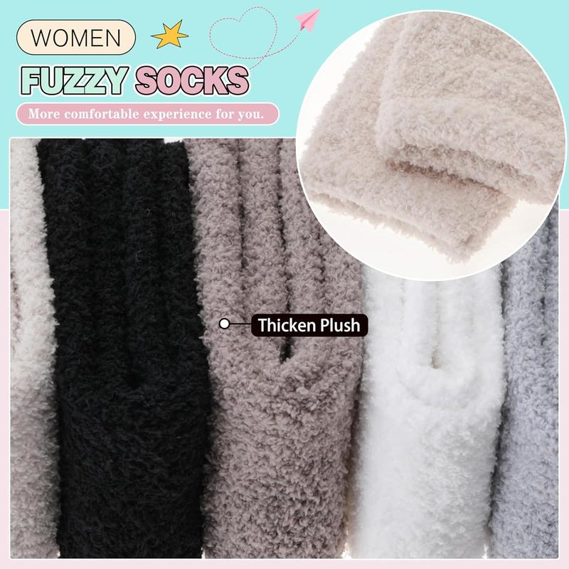 Fuzzy Socks Warm Fluffy Winter Cozy Thick Plush Slipper Sleep Comfy Crew Socks for Women & Men 5 Pairs