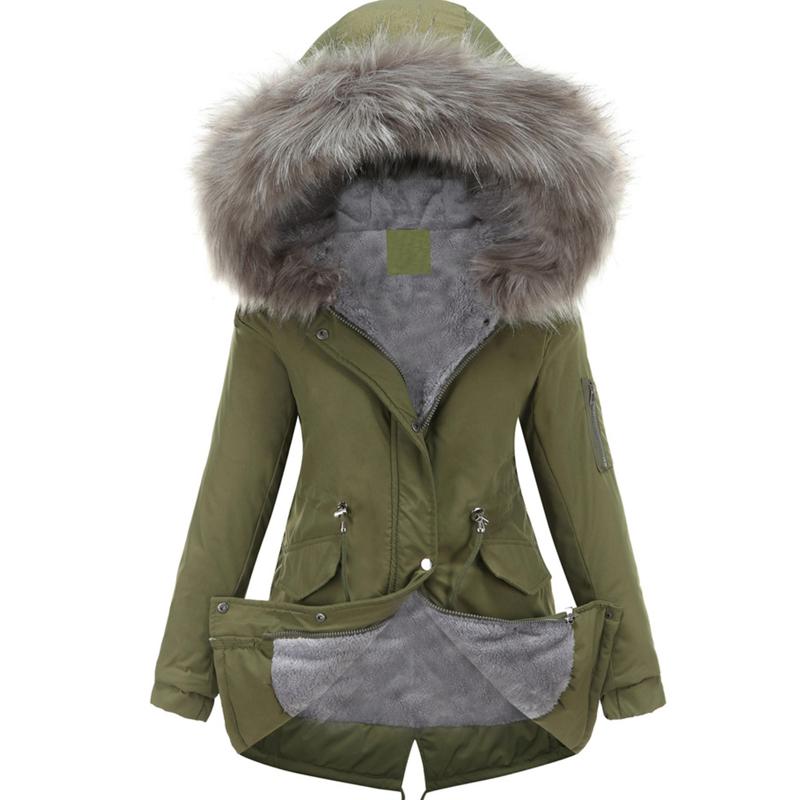 Cozy Faux Fur Lined Parka Hoodie - Soft, Thermal, Long Sleeve, Drawstring Waist, Zip-up, Casual, Warm Winter Coat for Women - Fall and Winter Essential