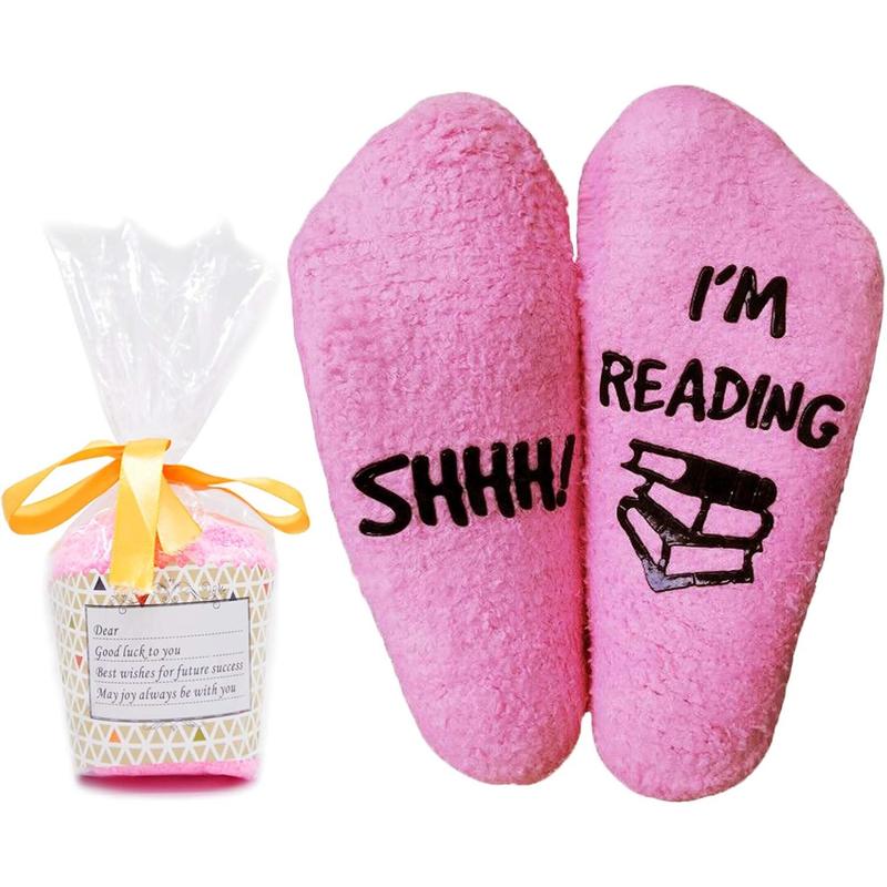 Women Reading Socks Book Lovers Gifts Fluffy Fuzzy Slipper Warm Cozy Socks Womenswear Underwear Lady Comfort