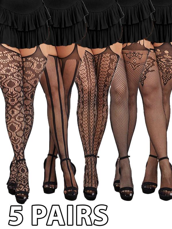 Women's Solid Hollow Out Sheer Fishnet Sexy Tights, Sexy Comfy Breathable Pantyhose for Daily Wear, Ladies Stockings for All Seasons