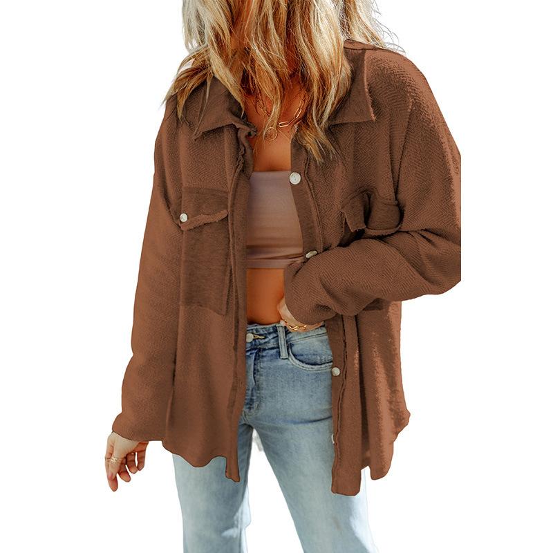 Shiying Women's New Solid Color Cardigan Coat for Women Spring Concise Street Hipster Long Sleeve All-Matching Shirt for Women