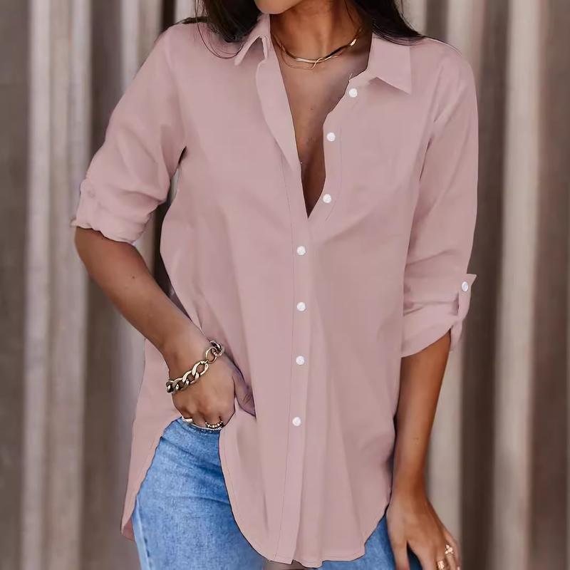 2024 hot selling popular size women's shirt plus size mid-length shirt all-match minimalism shirt