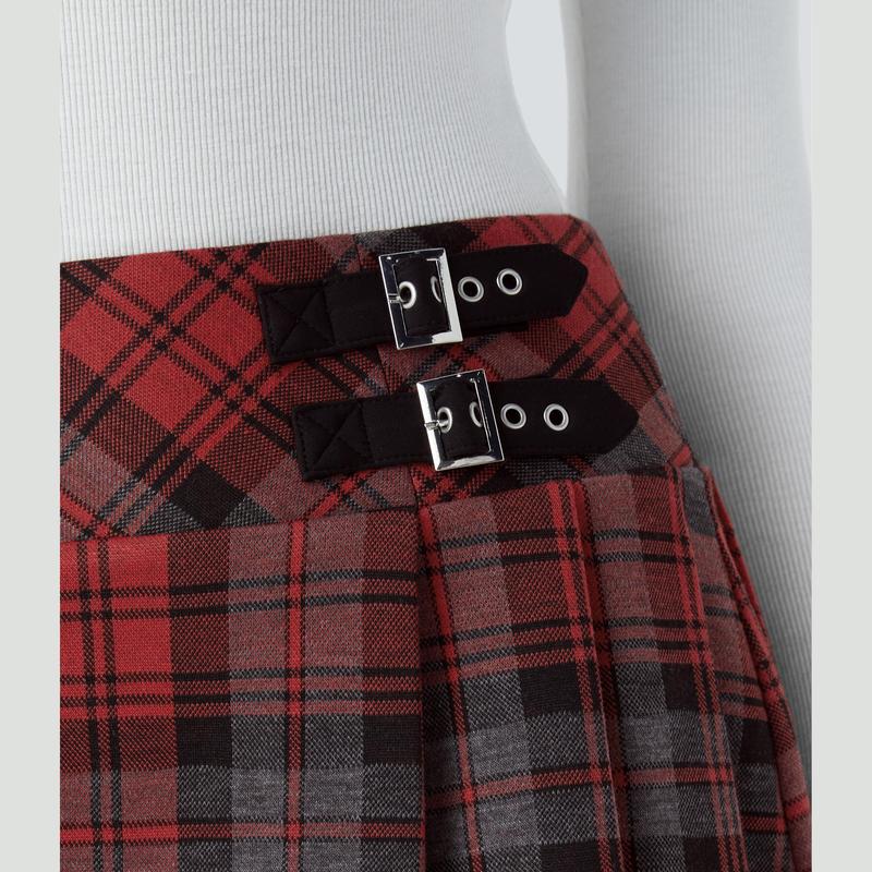 Halara High Waisted Decorative Buckle 2-in-1 Plaid Pleated Mini Casual Skirt