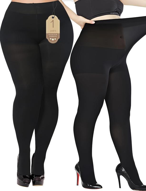 Plus Size 80D Black Tights for Women - Opaque Stockings, Run Resistant Pantyhose, High  Control Top(1 pair)