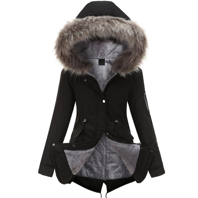 Cozy Faux Fur Lined Parka Hoodie - Soft, Thermal, Long Sleeve, Drawstring Waist, Zip-up, Casual, Warm Winter Coat for Women - Fall and Winter Essential