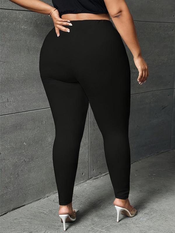  Solid High Waist Leggings, Casual Comfy Elastic Waist Skinny Pants for Daily Wear, Women's Bottoms for All Seasons